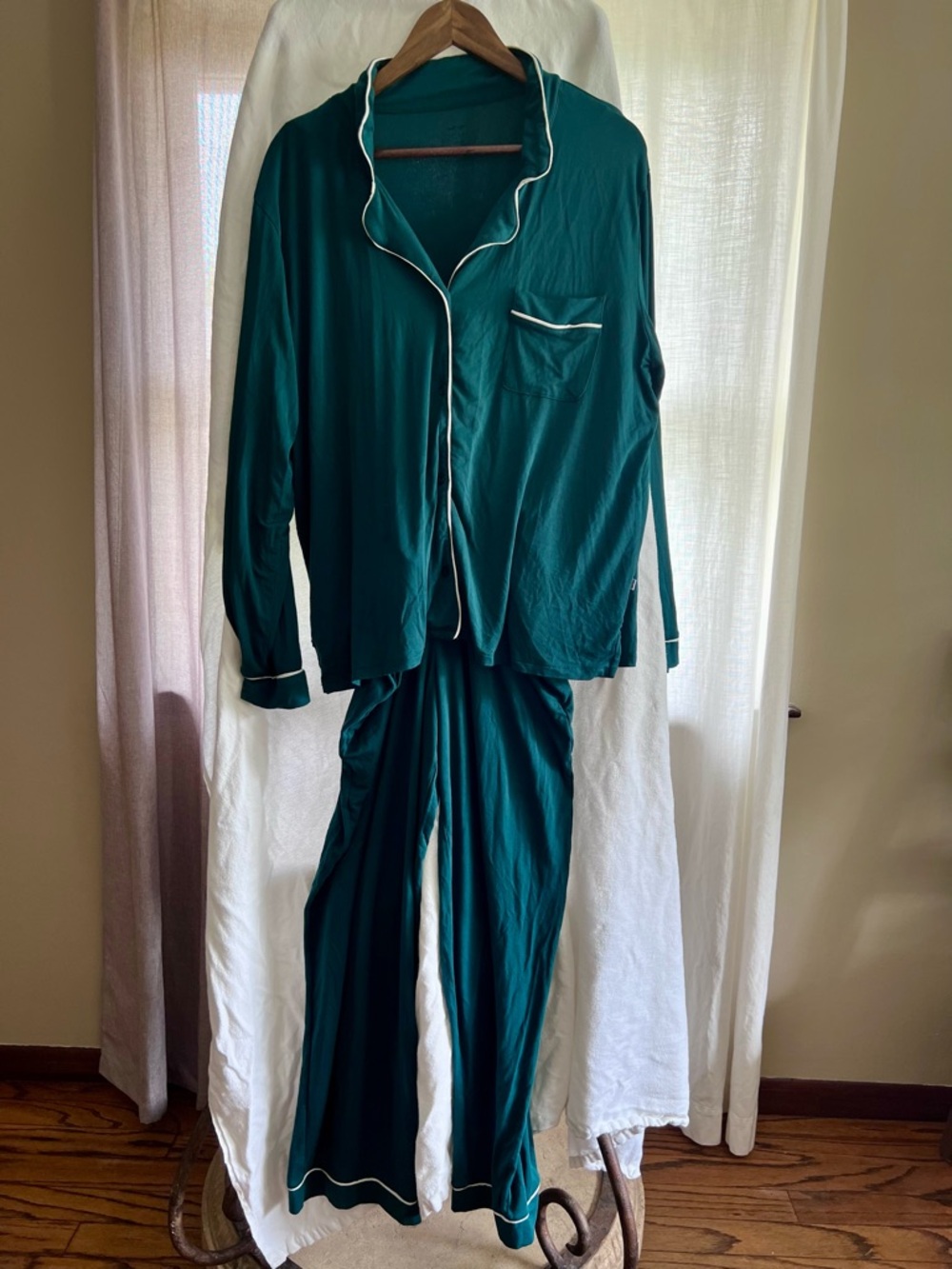 Little Sleepies Teal Green Pajama Set with White Piping